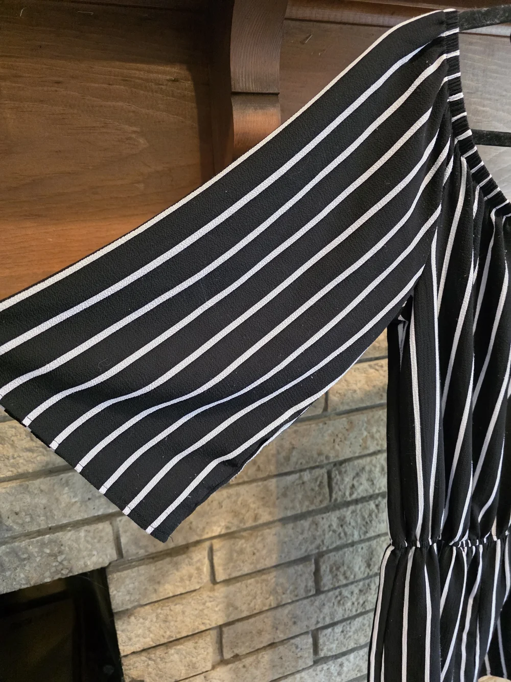Ambiance Black and White Striped Short Romper - Picture 6 of 7